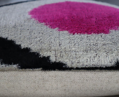 Canvello Handmade Geometric Velvet Throw Pillow - Luxury 16x16 Inch Down Feather Filled Cushion - Modern Abstract Decorative Pillow for Couch, Sofa & Bed - Black, Beige, Pink, Yellow & Blue