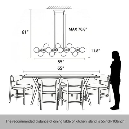 55" 16 Light Linear Chandelier