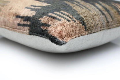 CANVELLO The Abstract Landscape Painterly Silk Velvet Pillow - Dusty Rose & Charcoal 20x20