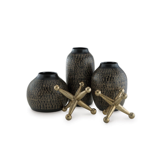 Metal Vases with Decorative Objects, Set of 5