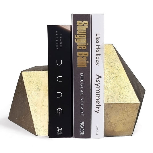 Gold Cast Iron Geometric Bookends