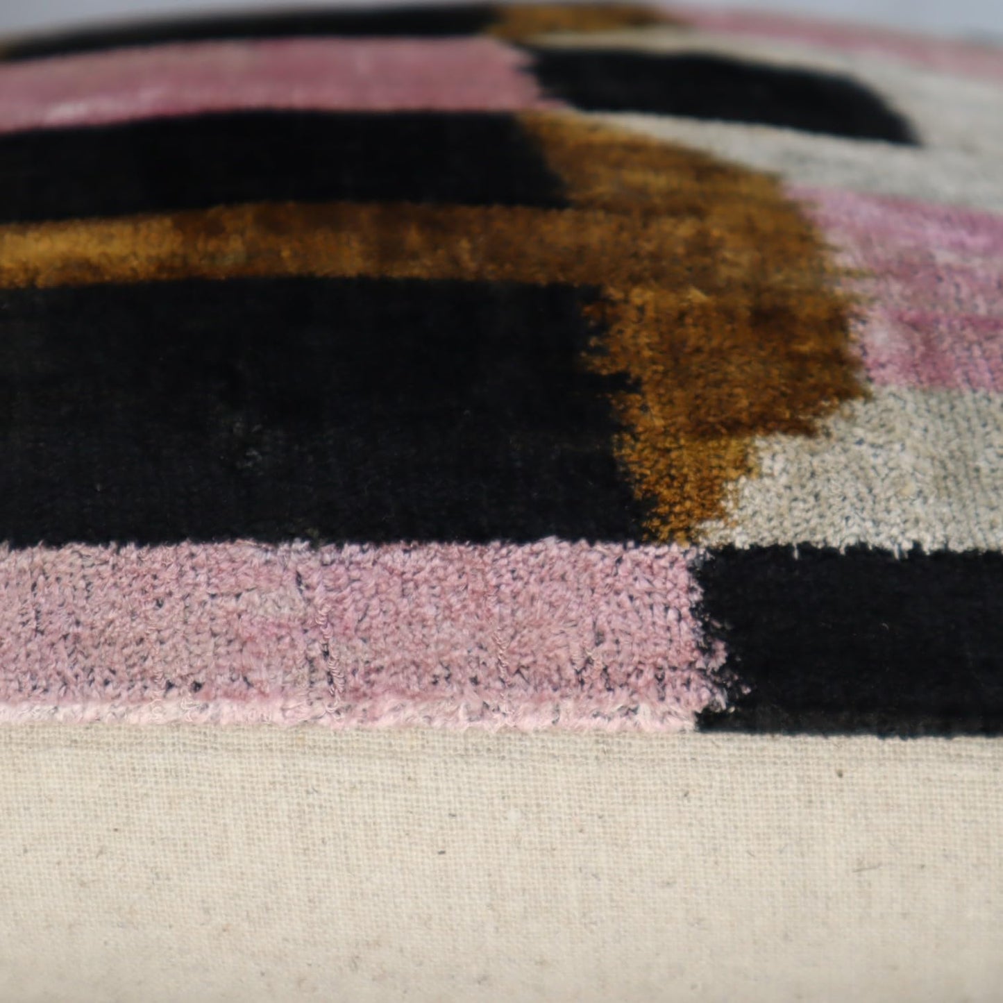 CANVELLO Pink Brown Handmade Exquisite Down Pillow Throw Cushion: Feather Pillows Elegance & Art | Decorative Iconic Throw Pillows with Ikat Design | Soft Velvet Silk (16"x16")