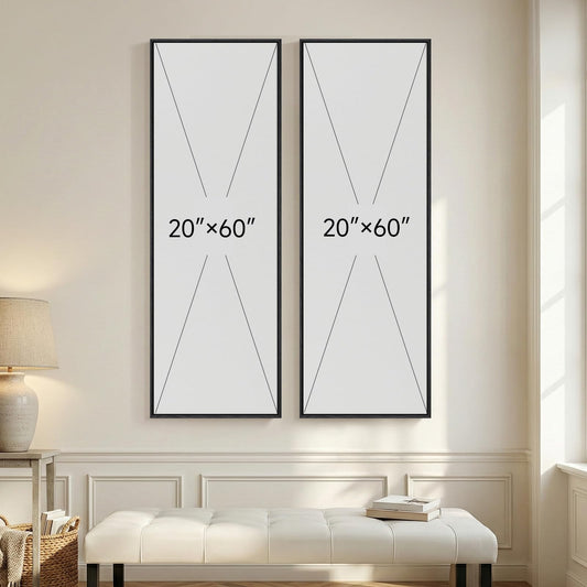 Framed Black & White Abstract Print on Canvas Wall Art, Set of 2