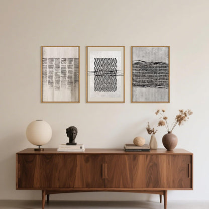 Framed Linear Print on Canvas Wall Art, Set of 3