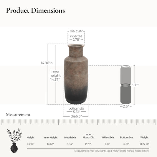 Handmade Ceramic Vase with Terracotta Finish, Style C
