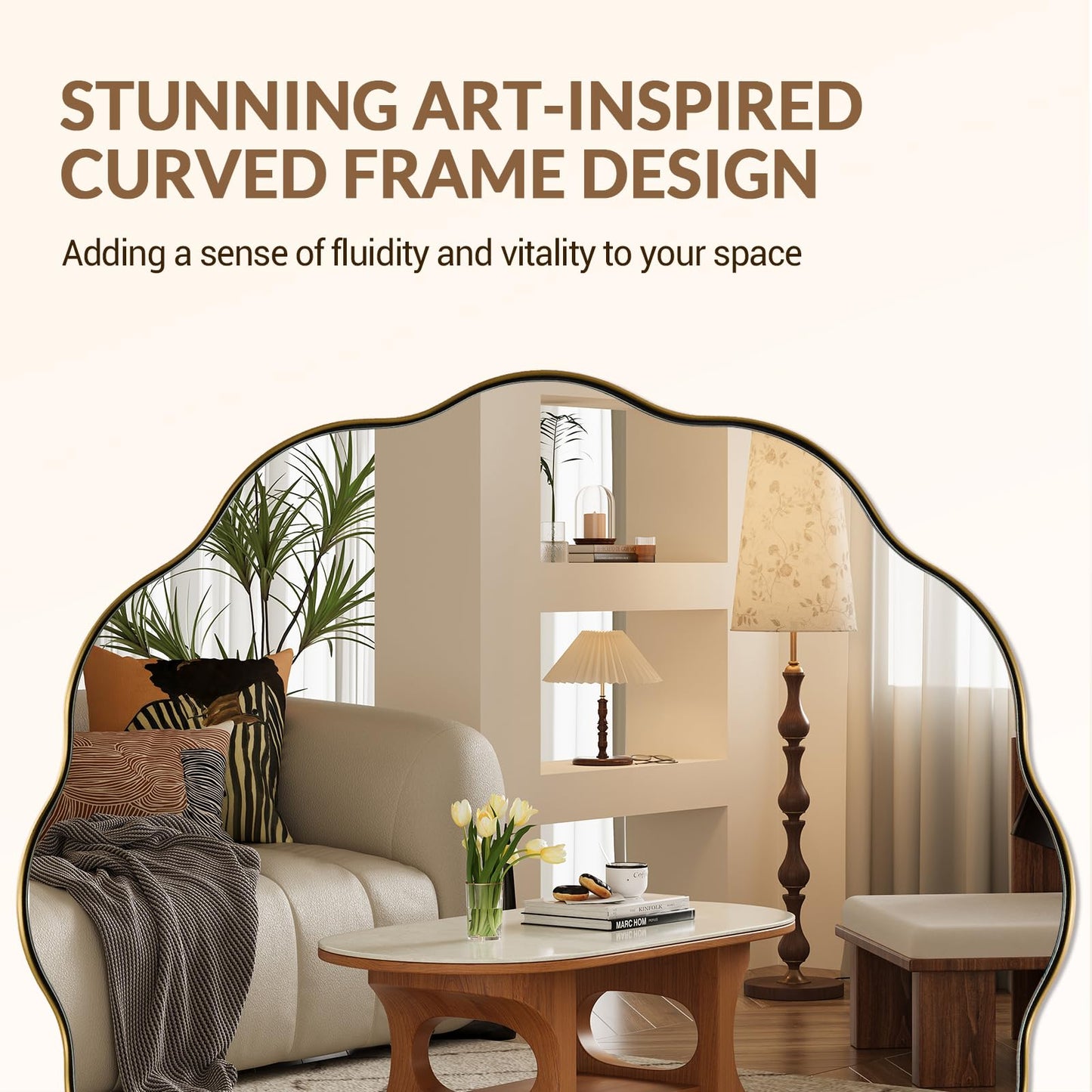 ANDY STAR Brushed Gold Round Wall Mirror 36 Inch, Brass Round Bathroom Mirrors for Over Sink, Anti-Rust Brass Circle Frame for Bathroom, Entryway