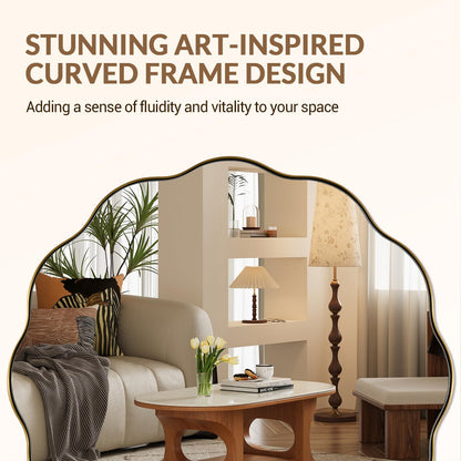 ANDY STAR Brushed Gold Round Wall Mirror 36 Inch, Brass Round Bathroom Mirrors for Over Sink, Anti-Rust Brass Circle Frame for Bathroom, Entryway