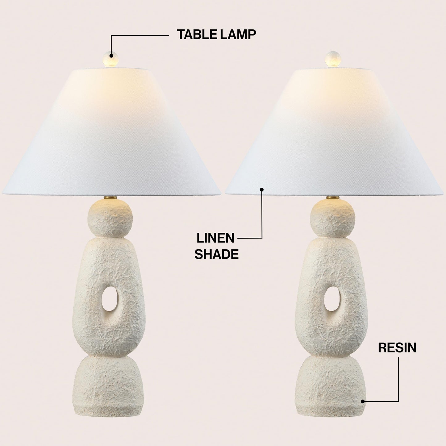 Textured Resin Table Lamps, Set of 2