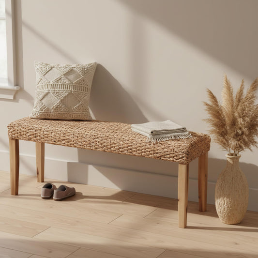 47"W Rattan Bench