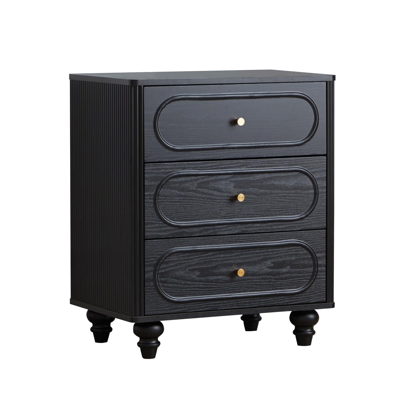 23" 3-Drawer Nightstand, Black