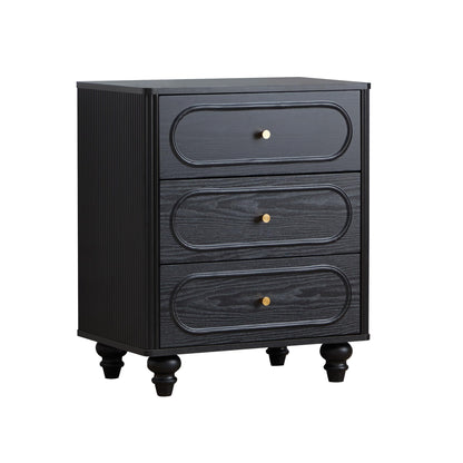23" 3-Drawer Nightstand, Black