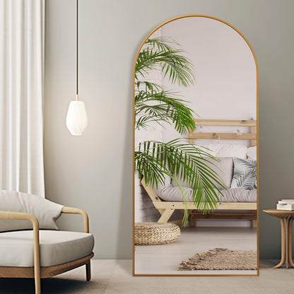 ZHUNFA Arched Full Length Mirror, 71x32 Oversized Floor Mirror with Stand