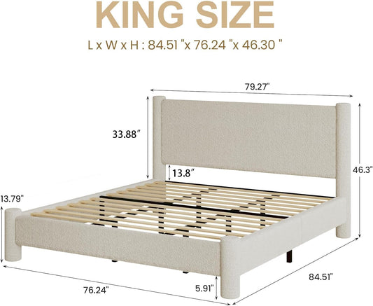 Boucle Upholstered Bed Frame, King