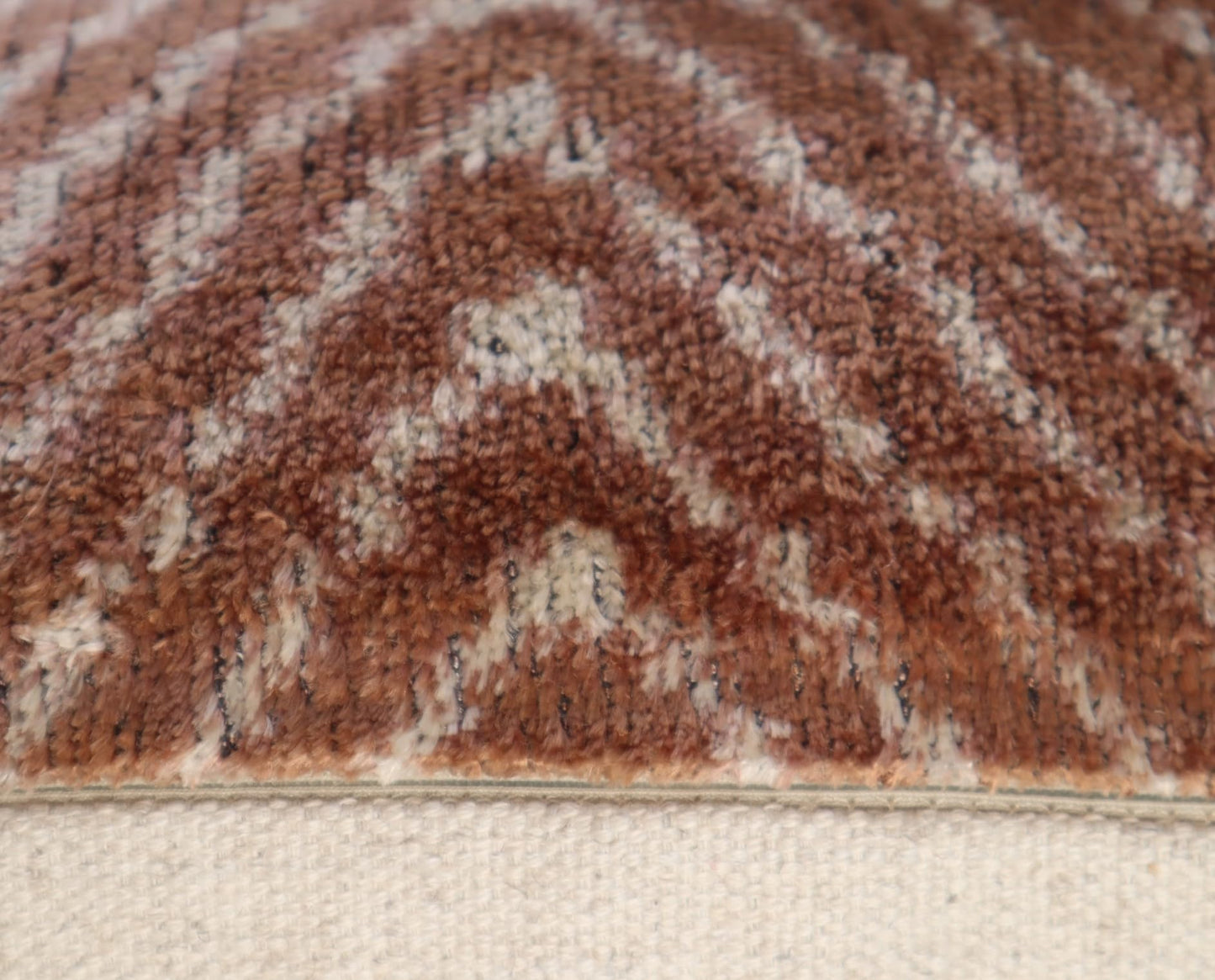 CANVELLO Luxury Handmade Velvet Throw Pillow - 16x24 inches, Down Feather Insert, Geometric Diamond Pattern in Brown, Tan, and White, Soft and Plush Cushion for Couch or Bed