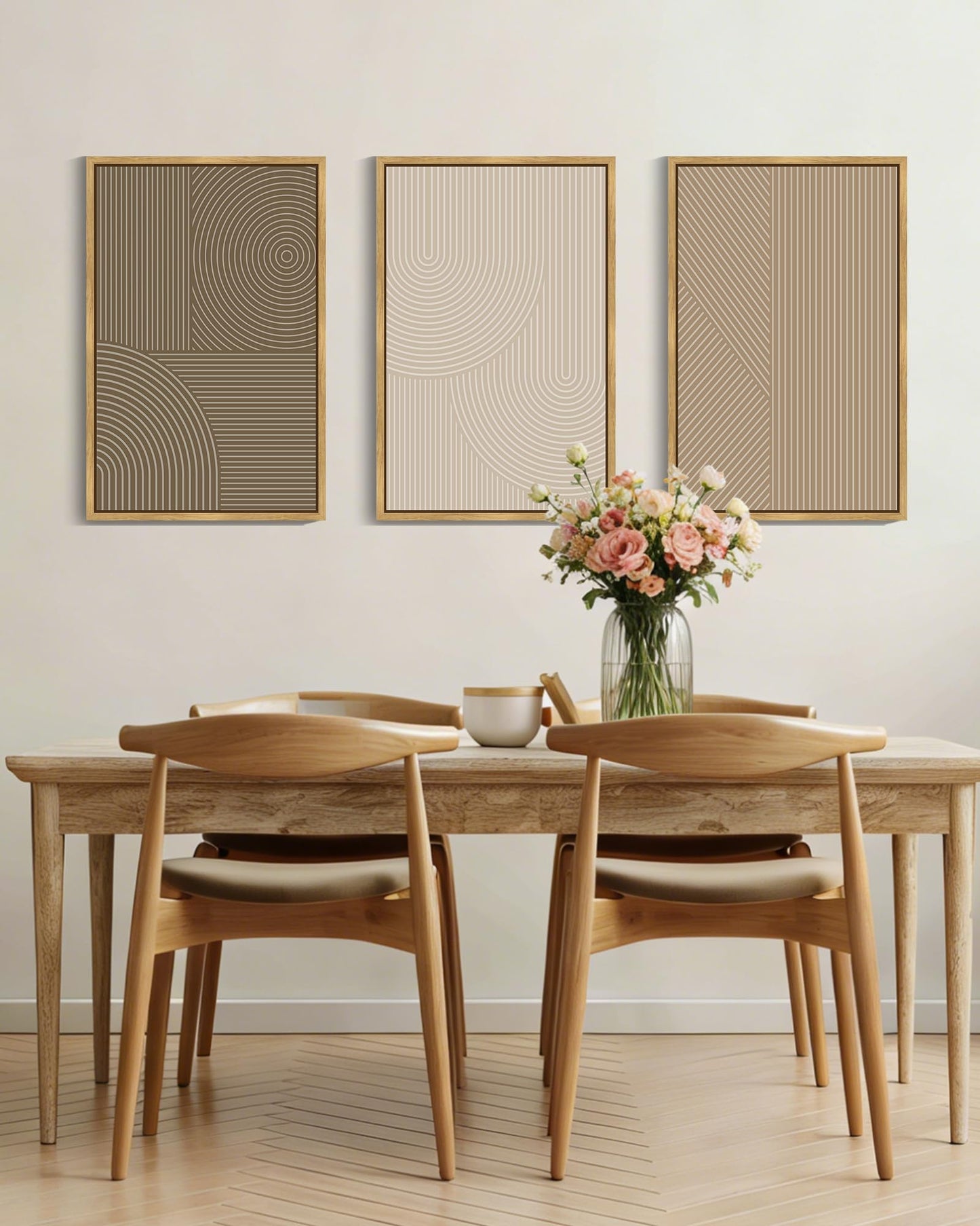 Framed Geometric Print on Canvas Wall Art, Set of 3