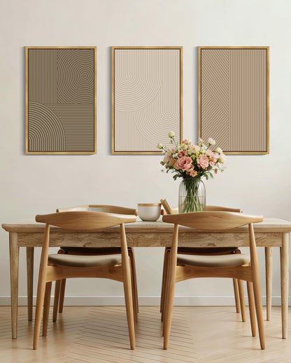 Framed Geometric Print on Canvas Wall Art, Set of 3