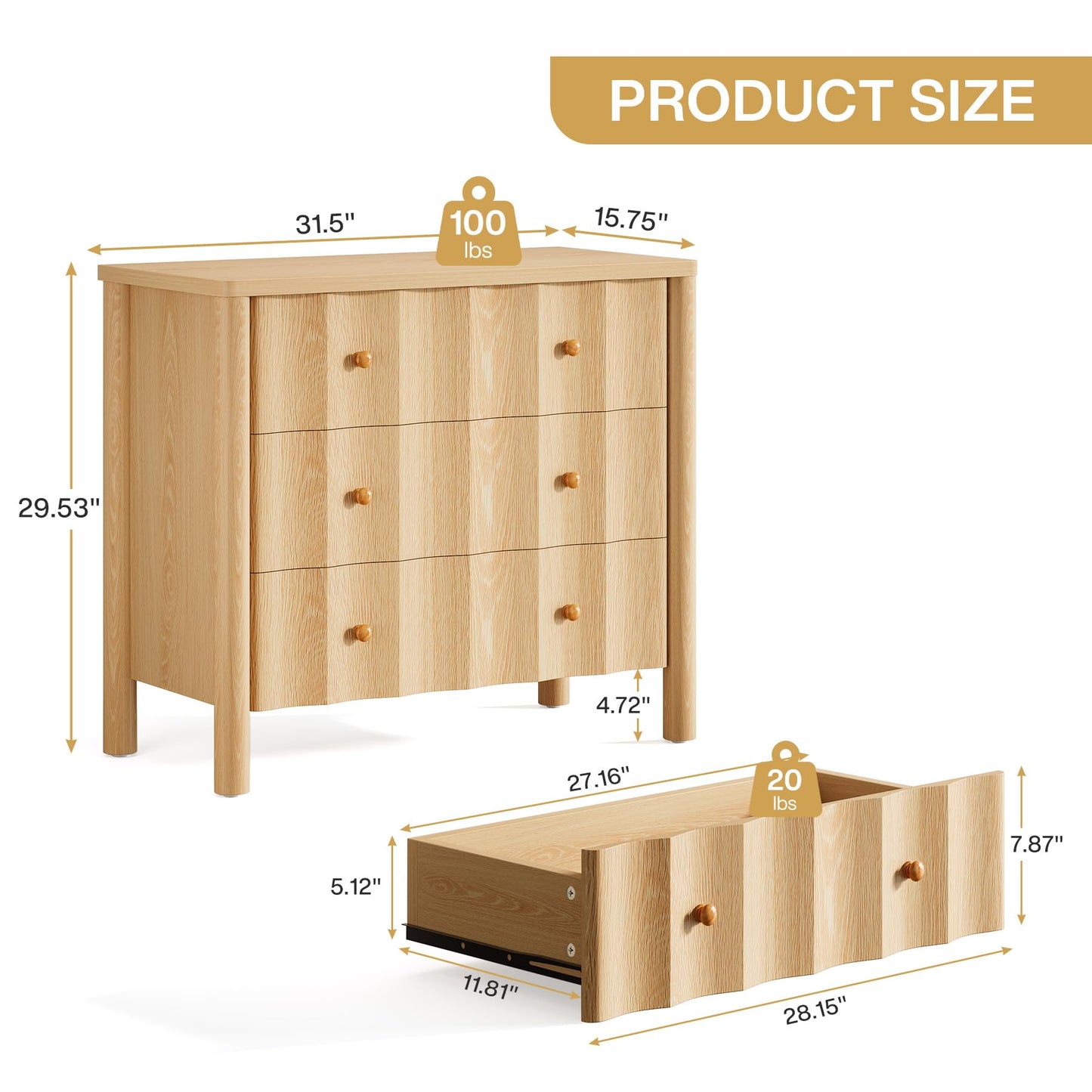 31.5" Natural Oak Nightstand