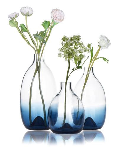 Hand-Blown Glass Vases, Set of 3