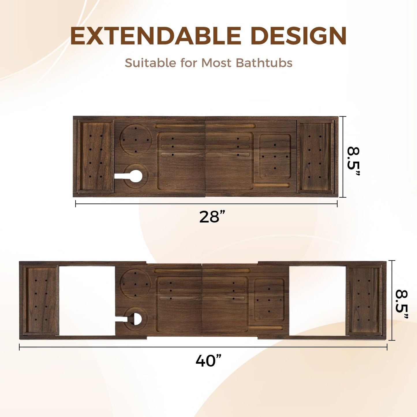 Expandable Teak Wood Bath Tray