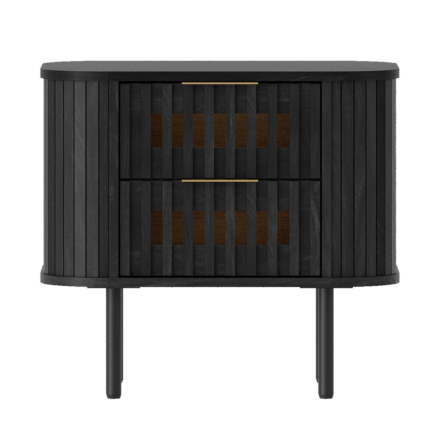 23" Fluted Wood Nightstand, Black