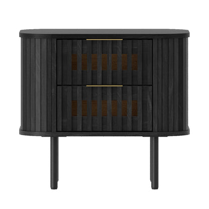 23" Fluted Wood Nightstand, Black