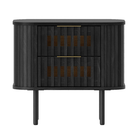 23" Fluted Wood Nightstand, Black