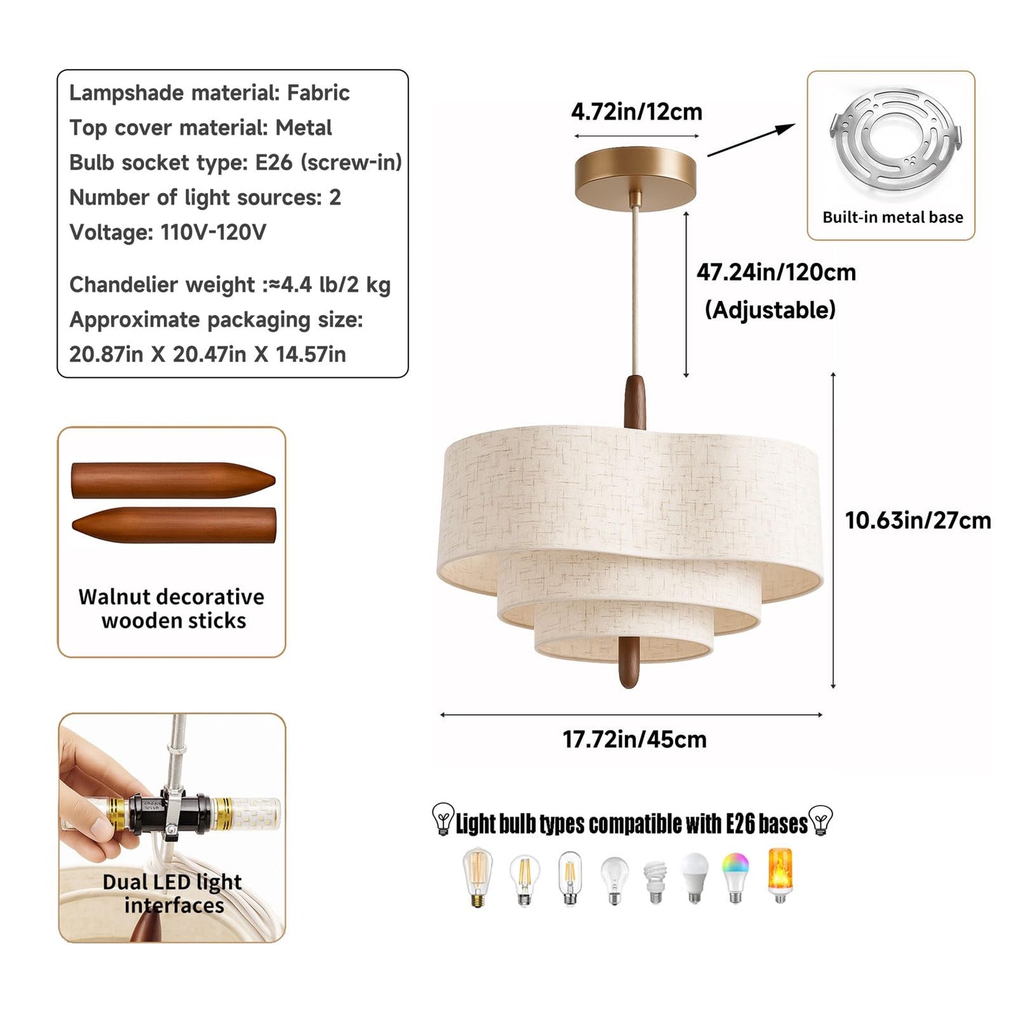 3-Tier LED Chandelier