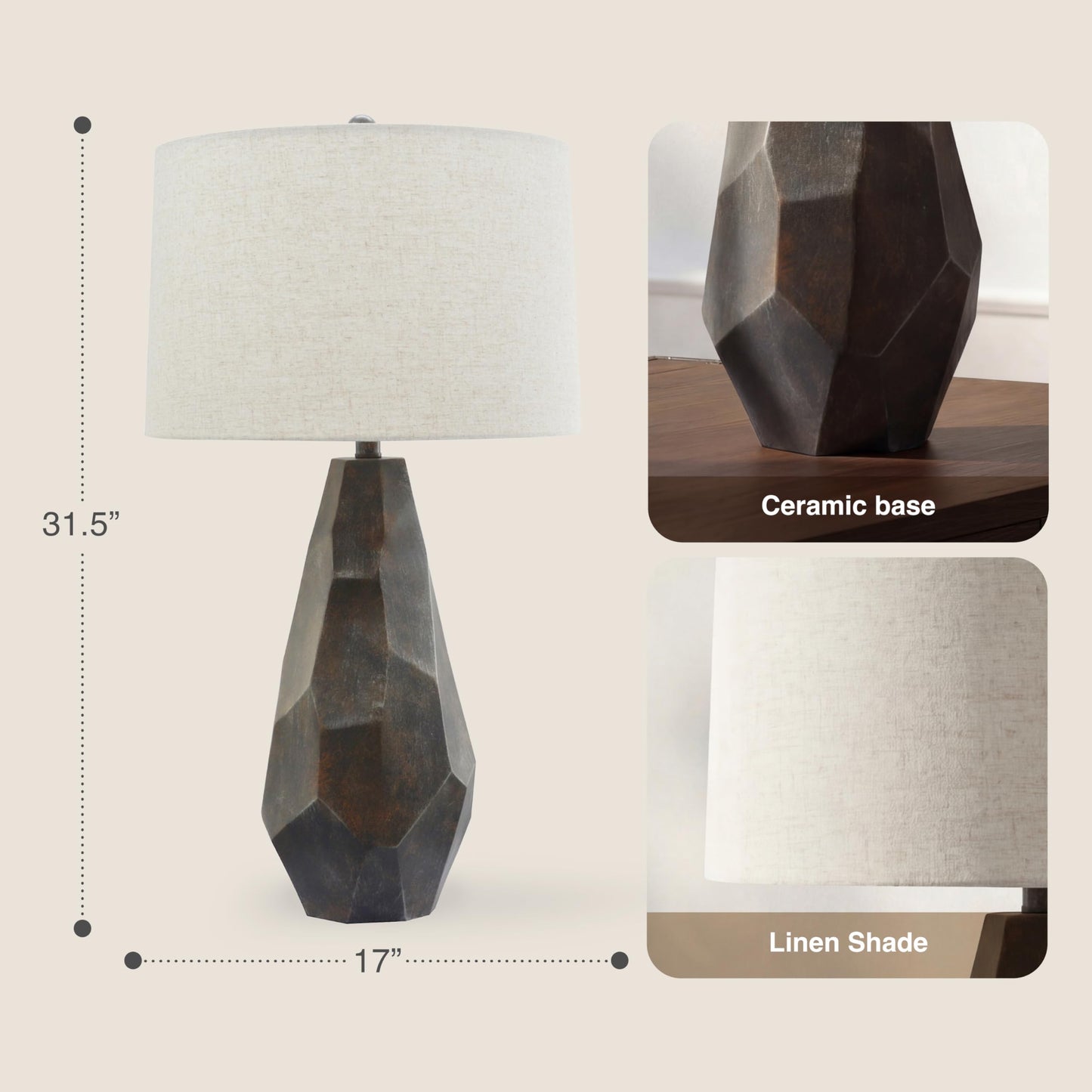 Ceramic Faceted Table Lamp