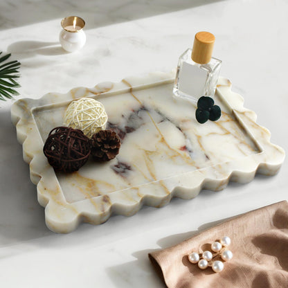 White & Gold Marble Decorative Tray