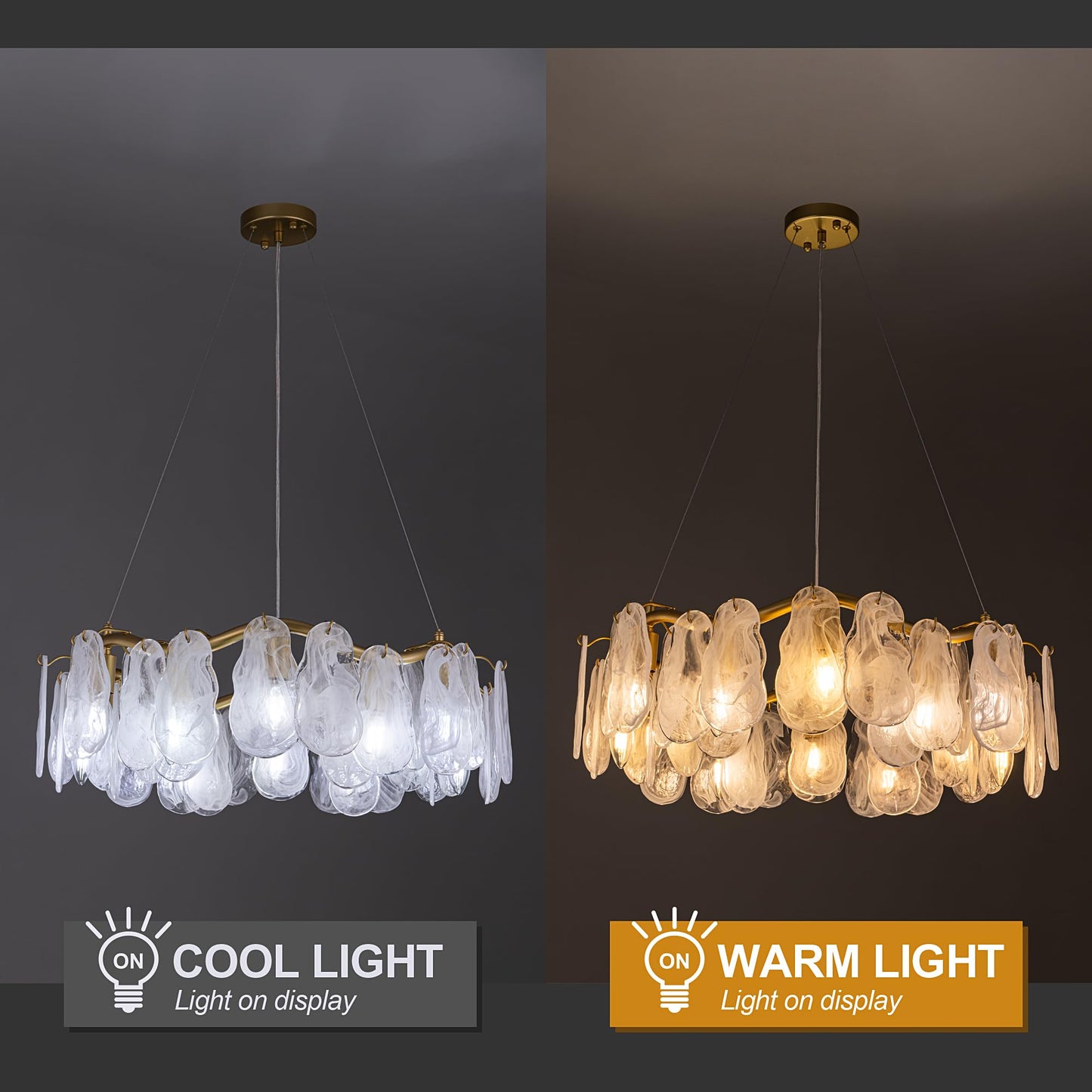 Wellmet Gold Crystal Chandelier 26",Modern Chandeliers for Dining Room, Hanging Glass Ceiling Light Fixture for Kitchen Island, Round Light Fixture for Living Room Bedroom Hallway