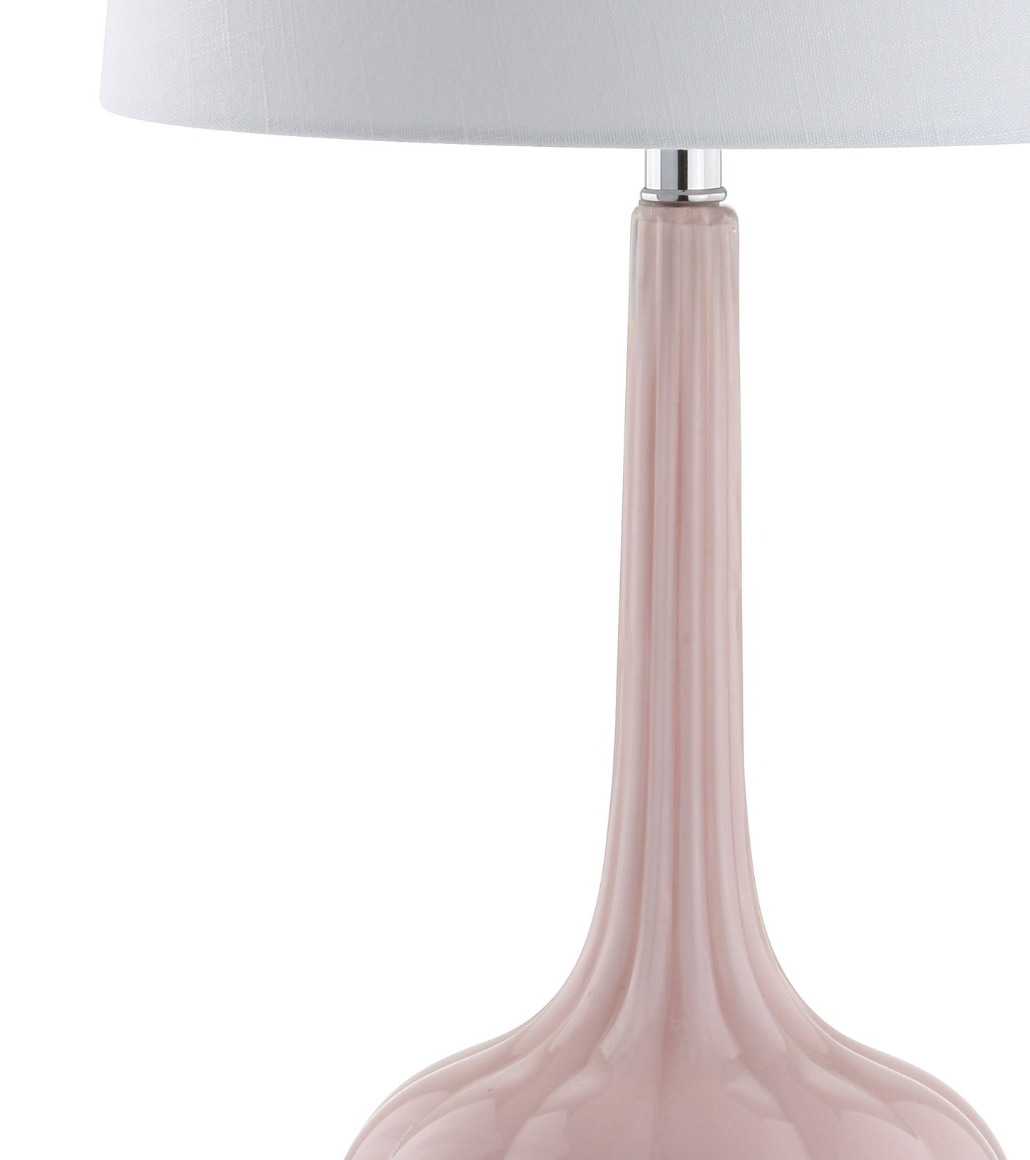 JONATHAN Y 28.5" Pink Glass Teardrop LED Table Lamp Set of 2 for Living Room Bedroom Nightstand, White Linen Shade Modern Transitional Bedside Desk Lamp JYL1079A-SET2
