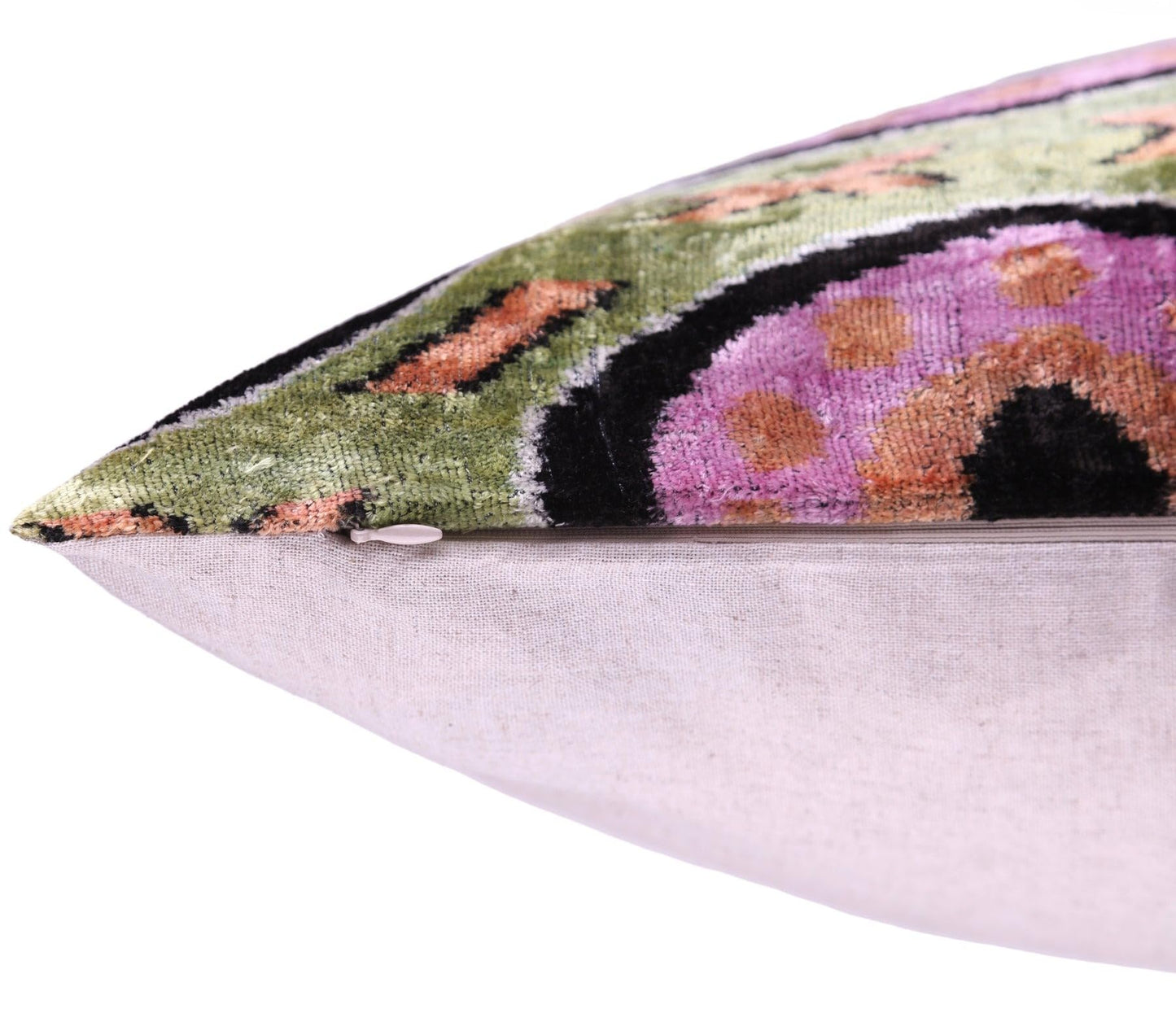 CANVELLO Green Lilac Black Geometric Silk Velvet Pillow – 16x16 Handmade