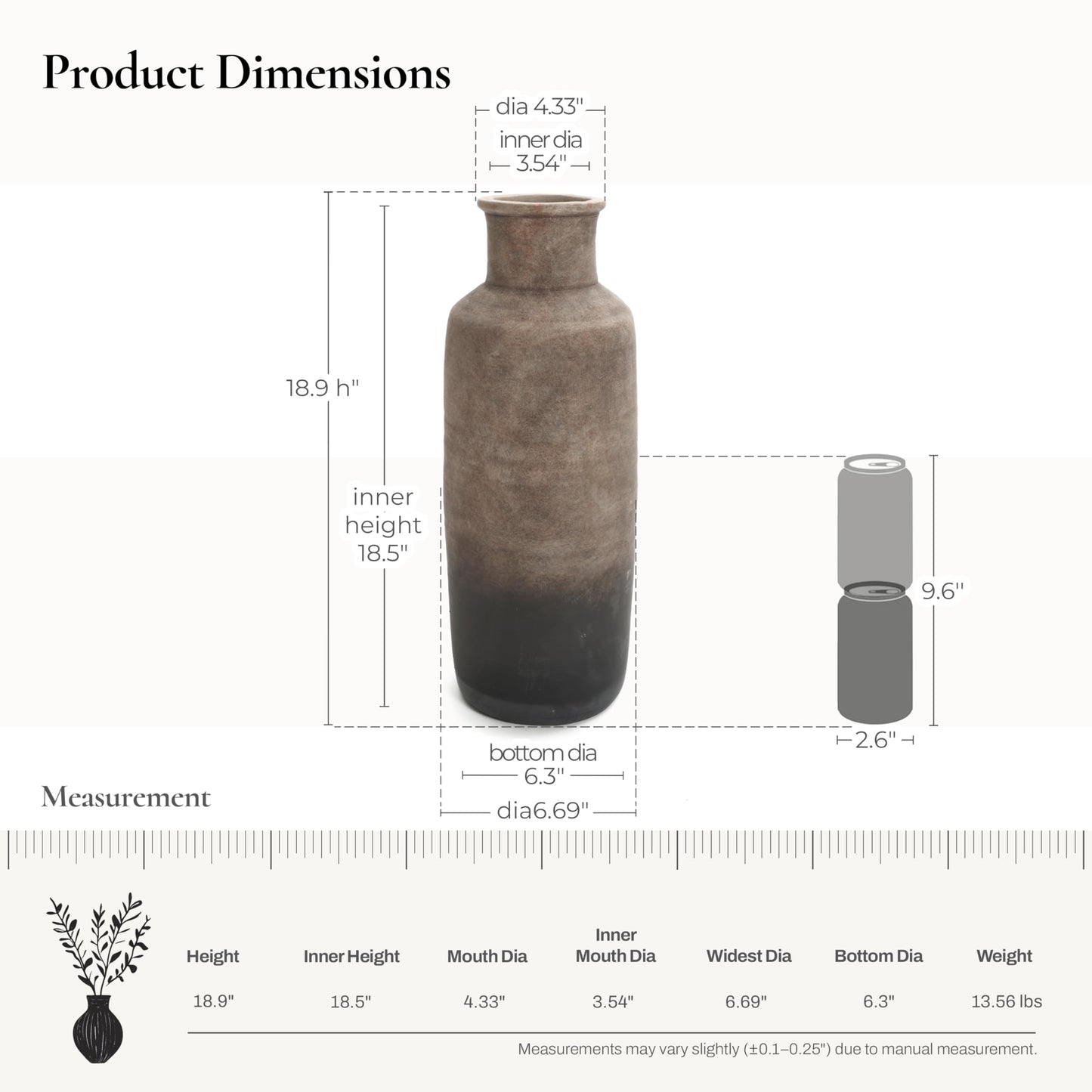 Handmade Ceramic Vase with Terracotta Finish, Style D