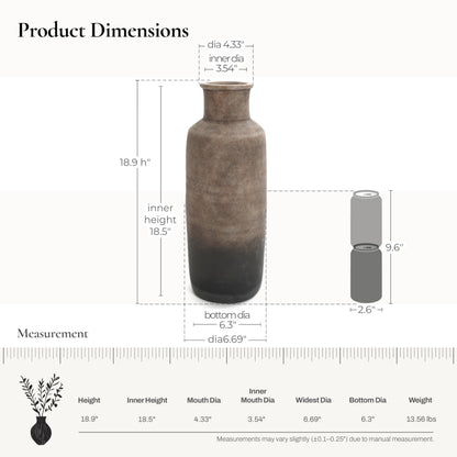 Handmade Ceramic Vase with Terracotta Finish, Style D