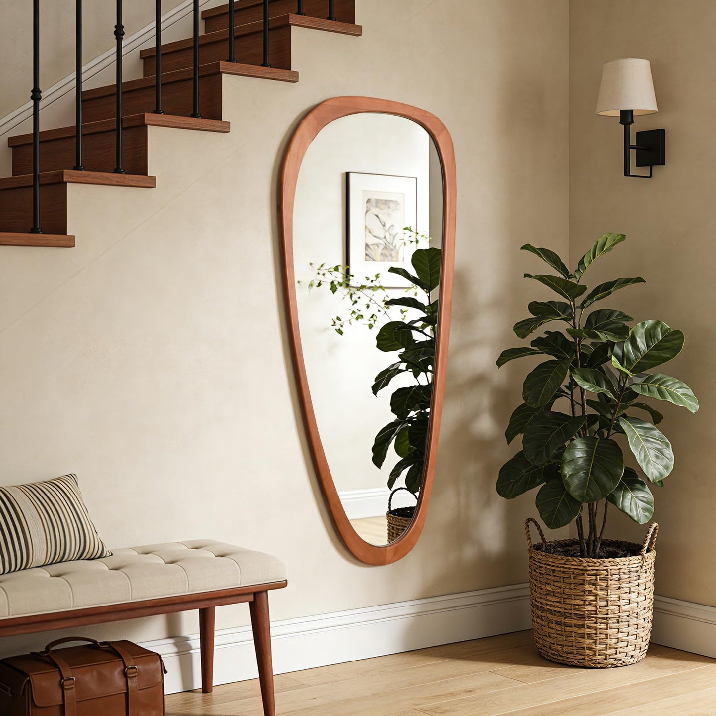 WallBeyond Asymmetrical Mirror, Irregular Mirror Full Length, Boho Wall Mirrors Decorative for Bedroom Living Room Entryway Hall, Mid Century Modern Decor 48" H x 22" W