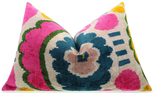 Velvet Lumbar Pillow with Down Feather Insert