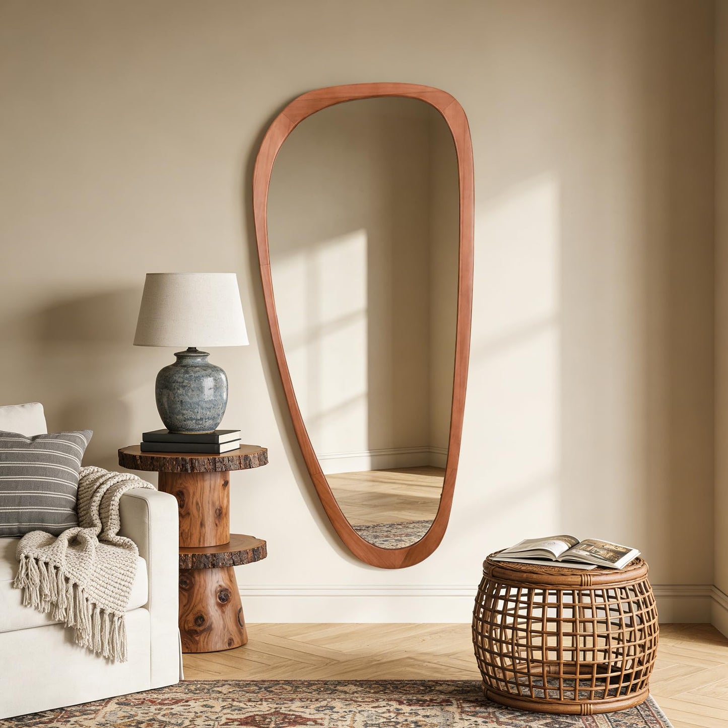 WallBeyond Asymmetrical Mirror, Irregular Mirror Full Length, Boho Wall Mirrors Decorative for Bedroom Living Room Entryway Hall, Mid Century Modern Decor 48" H x 22" W
