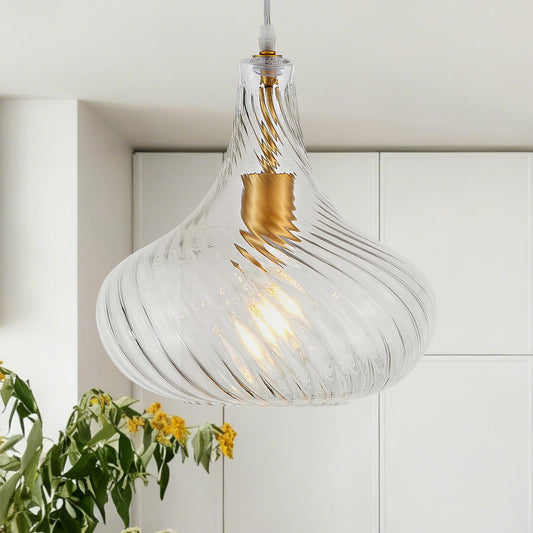 Hand-Blown Clear Glass Pendant