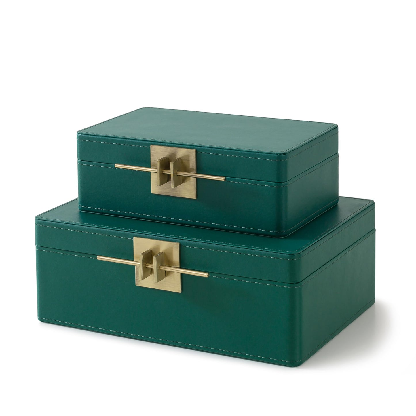 Faux Leather Decorative Boxes, Set of 2