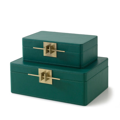 Faux Leather Decorative Boxes, Set of 2