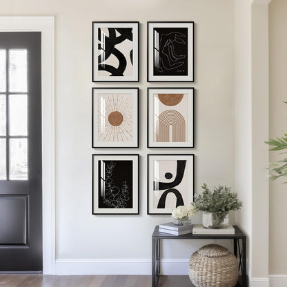 Framed Abstract Wall Art, Set of 6