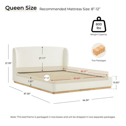 Upholstered Platform Queen Size Bed