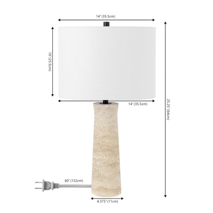 SAFAVIEH Lighting - Alana 25.2-Inch Travertine Table Lamp - Ivory - Contemporary Slim-Pillar Design - Ideal for Living Room, Bedroom, Entryway, Home Office - LED Bulb Included (TBL4572A)