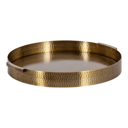 Round Hammered Metal Decorative Tray