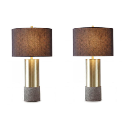 Metal and Resin Table Lamps, Set of 2