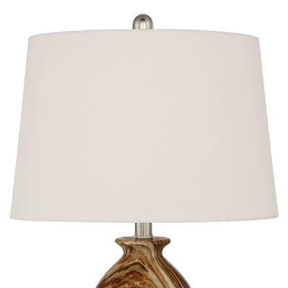 360 Lighting Carlton Modern Rustic Southwestern Table Lamps 28" Tall Set of 2 Swirling Brown Faux Marble White Tapered Drum Shades for Living Room Bedroom House Bedside Nightstand Home
