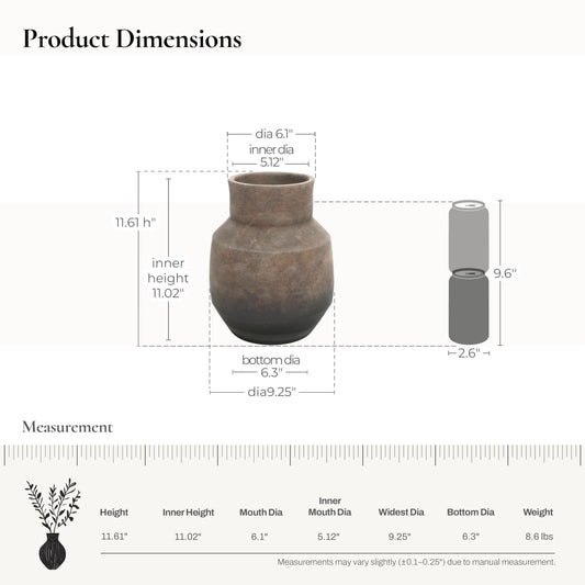 Handmade Ceramic Vase with Terracotta Finish, Style B