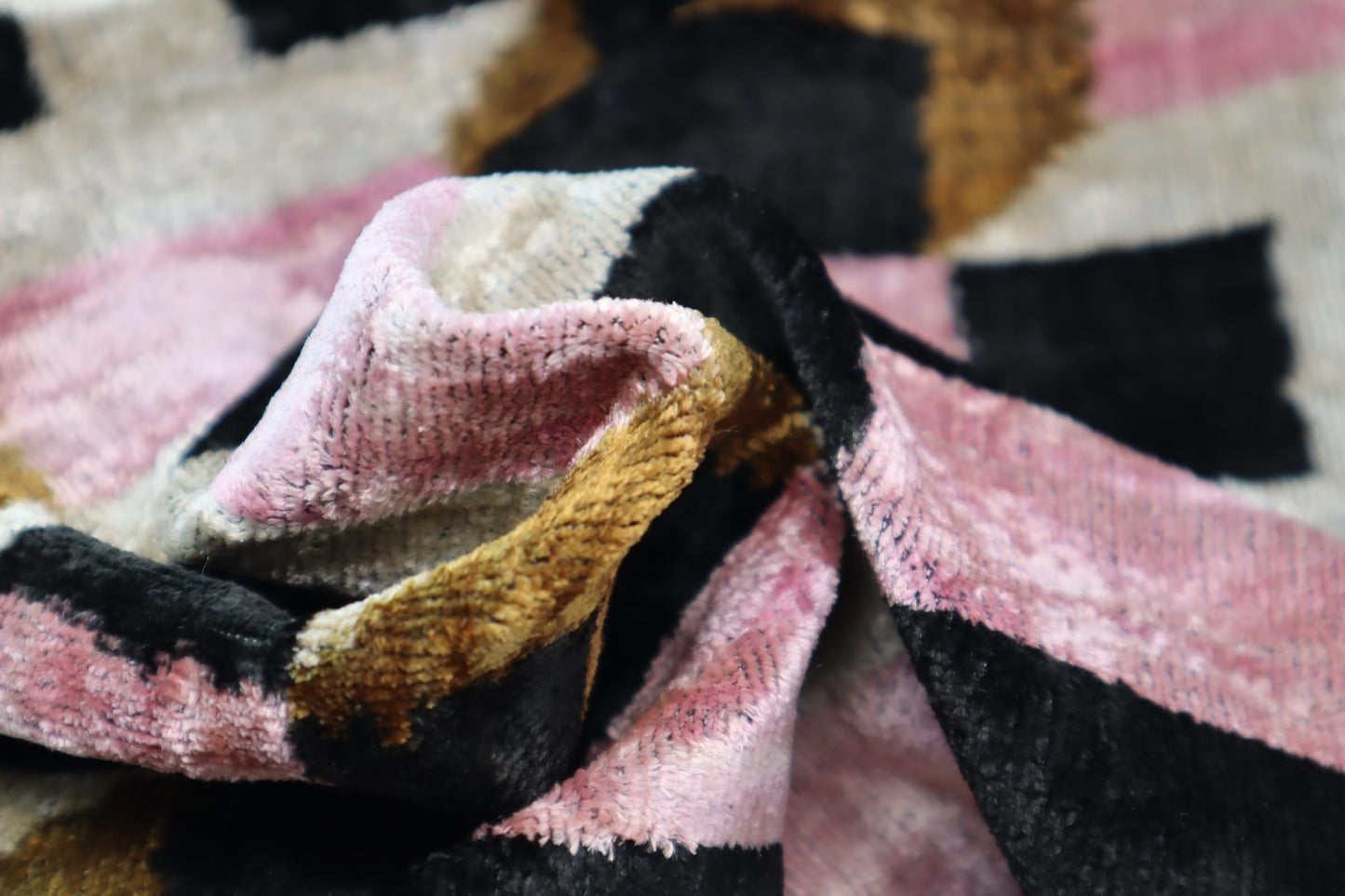 CANVELLO Pink Brown Handmade Exquisite Down Pillow Throw Cushion: Feather Pillows Elegance & Art | Decorative Iconic Throw Pillows with Ikat Design | Soft Velvet Silk (16"x16")