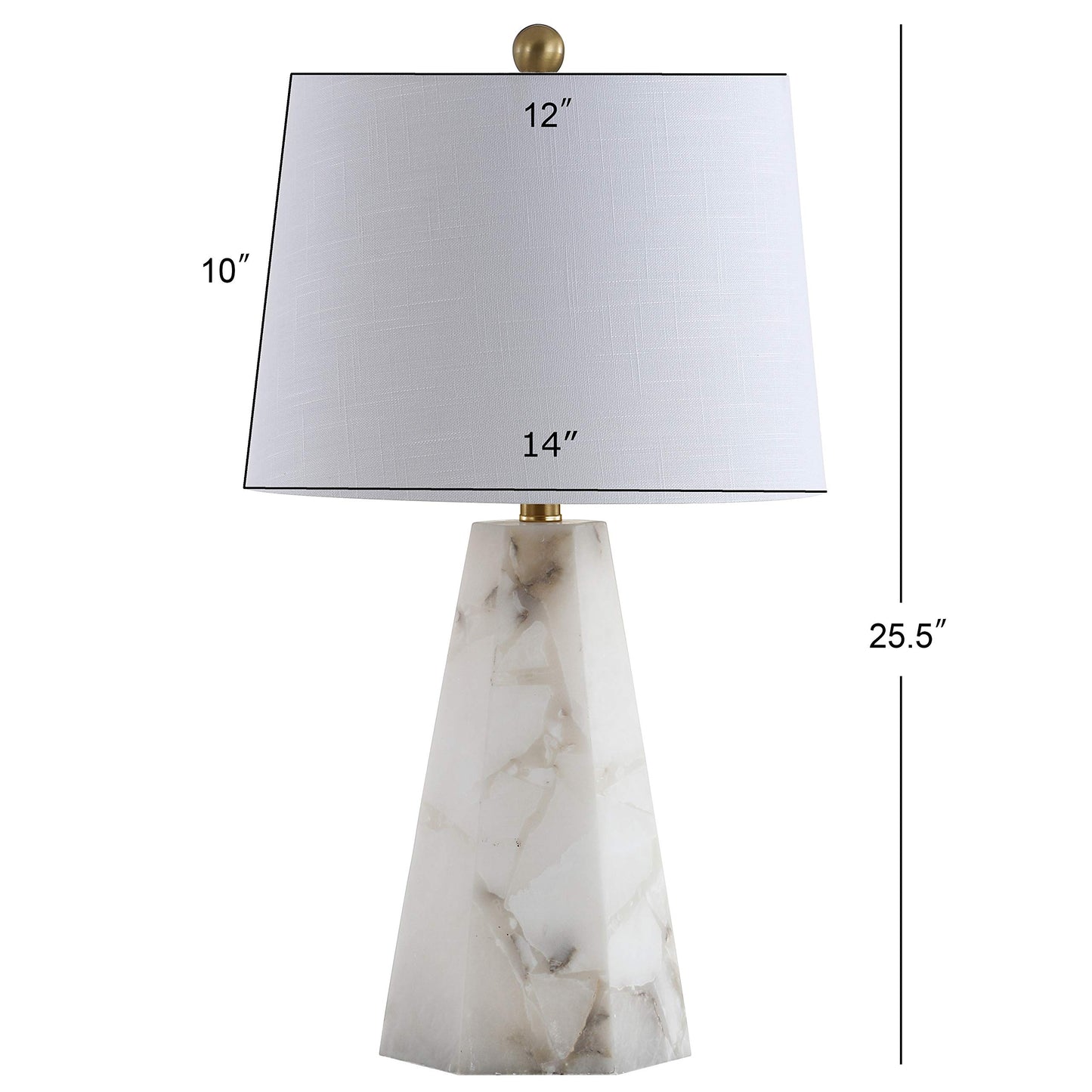JONATHAN Y 25.5" Natural Alabaster/Brass Gold Modern Table Lamp for Bedroom, White Linen Shade, Contemporary Bedside Nightstand Lamp for Living Room, LED Bulb Included JYL6205A