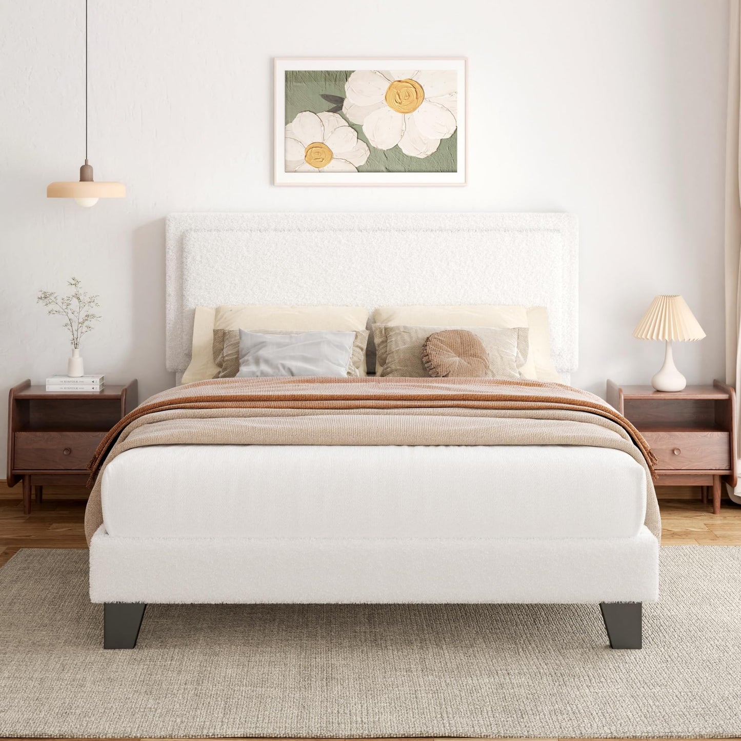 Upholstered Adjustable Headboard Queen Size Bed